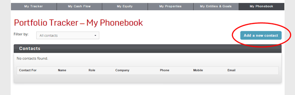 New contact in Portfolio Tracker